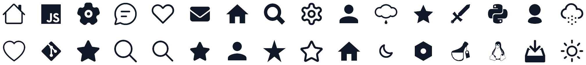 Icon glyphs from sixteen icon packs rendered by tkinter-icons
